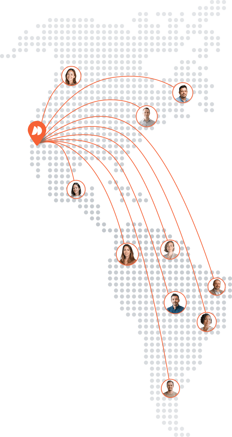 World map showing BairesDev talent distribution